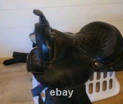 15'' QH big horn #101 Black leather & cordura western Barrel /trail saddle PARTS 15'' QH big horn #101 Black leather & cordura western Barrel /trail saddle PARTS