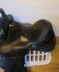 15'' QH big horn #101 Black leather & cordura western Barrel /trail saddle PARTS 15'' QH big horn #101 Black leather & cordura western Barrel /trail saddle PARTS