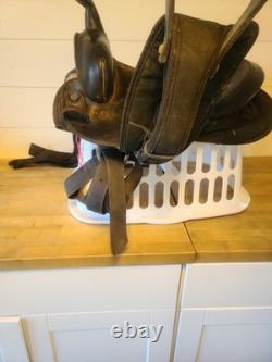 15'' QH big horn #101 Black leather & cordura western Barrel /trail saddle PARTS 15'' QH big horn #101 Black leather & cordura western Barrel /trail saddle PARTS