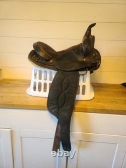 15'' QH big horn #101 Black leather & cordura western Barrel /trail saddle PARTS 15'' QH big horn #101 Black leather & cordura western Barrel /trail saddle PARTS