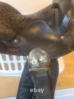 15'' QH big horn #101 Black leather & cordura western Barrel /trail saddle PARTS 15'' QH big horn #101 Black leather & cordura western Barrel /trail saddle PARTS