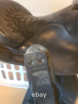 15'' QH big horn #101 Black leather & cordura western Barrel /trail saddle PARTS 15'' QH big horn #101 Black leather & cordura western Barrel /trail saddle PARTS