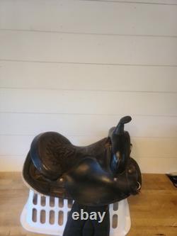 15'' QH big horn #101 Black leather & cordura western Barrel /trail saddle PARTS 15'' QH big horn #101 Black leather & cordura western Barrel /trail saddle PARTS