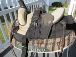 15'' QH big horn #611 Black cordura leather/cordura western Barrel/trail saddle