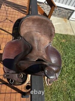 15'' QH big horn Brown leather & AZTEC cordura western Barrel/trail saddle 15'' QH big horn Brown leather & AZTEC cordura western Barrel/trail saddle