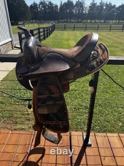 15'' QH big horn Brown leather & AZTEC cordura western Barrel/trail saddle 15'' QH big horn Brown leather & AZTEC cordura western Barrel/trail saddle
