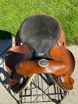 15 ROCKING R Western Barrel Horse Saddle Basket Tooled
