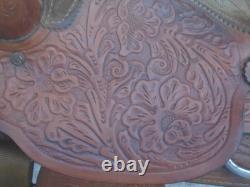 15 RR HandMade J. WILLIAMS Tooled Leather Roping Ranch Trail SaddleFQHB