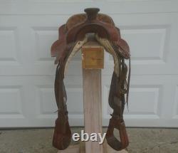 15 RR HandMade J. WILLIAMS Tooled Leather Roping Ranch Trail SaddleFQHB