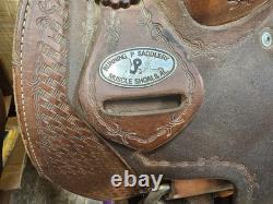15 Running P Western Roping Trophy Saddle Used, 7 gullet FQHB, Rough Out Seat