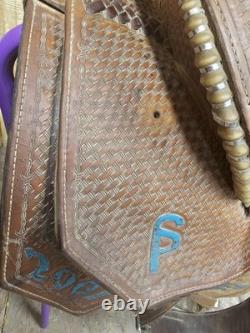 15 Running P Western Roping Trophy Saddle Used, 7 gullet FQHB, Rough Out Seat