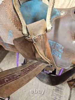 15 Running P Western Roping Trophy Saddle Used, 7 gullet FQHB, Rough Out Seat
