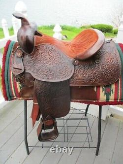 15'' SIMCO #3102 Brown LEATHER WESTERN TRAIL SADDLE FQHB