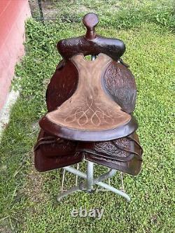 15'' SIMCO #3140 Brown Leather Floral Tooled Western Saddle