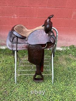 15'' SIMCO #3140 Brown Leather Floral Tooled Western Saddle