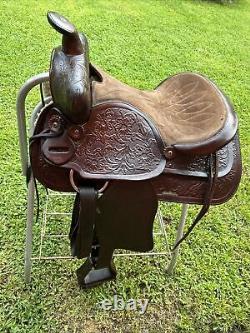 15'' SIMCO #3140 Brown Leather Floral Tooled Western Saddle