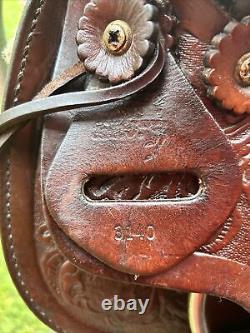 15'' SIMCO #3140 Brown Leather Floral Tooled Western Saddle