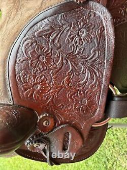 15'' SIMCO #3140 Brown Leather Floral Tooled Western Saddle