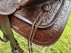 15'' SIMCO #3140 Brown Leather Floral Tooled Western Saddle