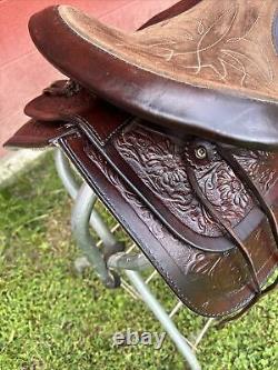 15'' SIMCO #3140 Brown Leather Floral Tooled Western Saddle