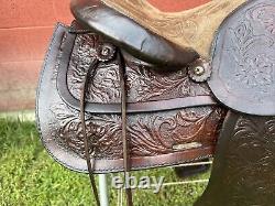 15'' SIMCO #3140 Brown Leather Floral Tooled Western Saddle