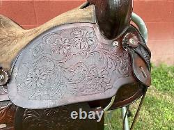 15'' SIMCO #3140 Brown Leather Floral Tooled Western Saddle