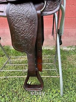 15'' SIMCO #3140 Brown Leather Floral Tooled Western Saddle