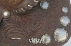 15 SIMCO Arabian/Morgan Silver CONCHO & Laced Hand TOOLED Western SaddleNICE