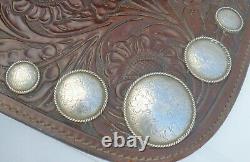 15 SIMCO Arabian/Morgan Silver CONCHO & Laced Hand TOOLED Western SaddleNICE