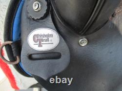 15'' SQ Bars Chisholm Trail leather/cordura western trail saddle w flag pad USA