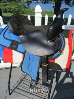 15'' SQ Bars Chisholm Trail leather/cordura western trail saddle w flag pad USA