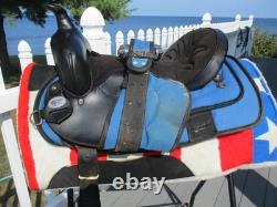 15'' SQ Bars Chisholm Trail leather/cordura western trail saddle w flag pad USA