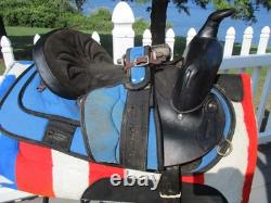 15'' SQ Bars Chisholm Trail leather/cordura western trail saddle w flag pad USA