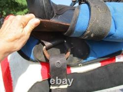 15'' SQ Bars Chisholm Trail leather/cordura western trail saddle w flag pad USA