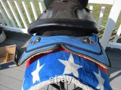 15'' SQ Bars Chisholm Trail leather/cordura western trail saddle w flag pad USA