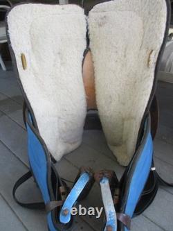 15'' SQ Bars Chisholm Trail leather/cordura western trail saddle w flag pad USA