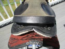 15'' SQH BARS SIMCO black Western barrel/ trail saddle leather & cordura USA