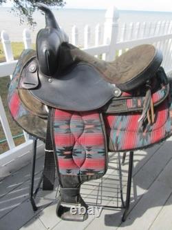 15'' SQH big horn #191 Black AZTEC leather & cordura western Barrel/trail saddle