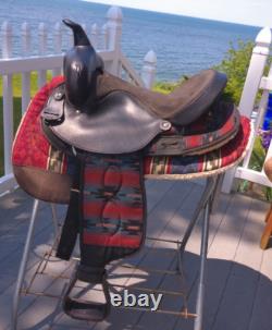 15'' SQH big horn #191 Black AZTEC leather & cordura western Barrel/trail saddle