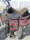 15'' Sqh Big Horn #191 Black Aztec Leather & Cordura Western Barrel/trail Saddle