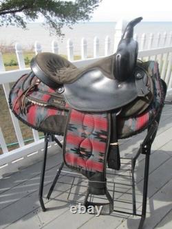 15'' SQH big horn #191 Black AZTEC leather & cordura western Barrel/trail saddle