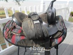 15'' SQH big horn #191 Black AZTEC leather & cordura western Barrel/trail saddle