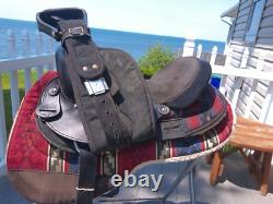 15'' SQH big horn #191 Black AZTEC leather & cordura western Barrel/trail saddle