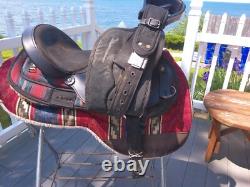 15'' SQH big horn #191 Black AZTEC leather & cordura western Barrel/trail saddle