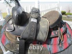15'' SQH big horn #191 Black AZTEC leather & cordura western Barrel/trail saddle