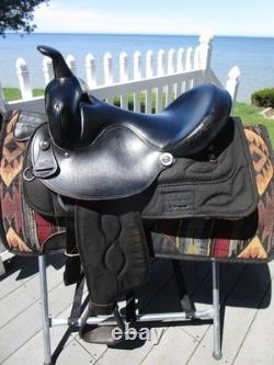 15'' SQH big horn #193 Black leather & cordura western Barrel/trail saddle