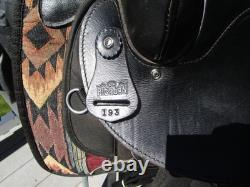15'' SQH big horn #193 Black leather & cordura western Barrel/trail saddle