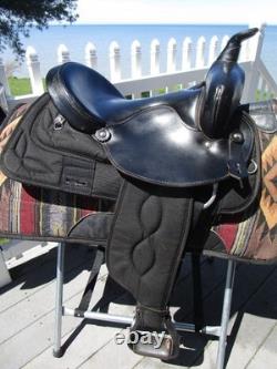 15'' SQH big horn #193 Black leather & cordura western Barrel/trail saddle