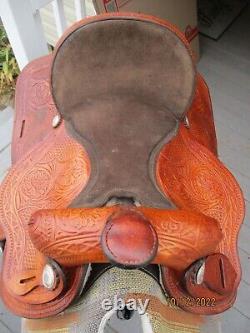 15'' Saddle King Of Texas Ozark Leather Co. Tooled Western Trail Saddle Sqh Bar