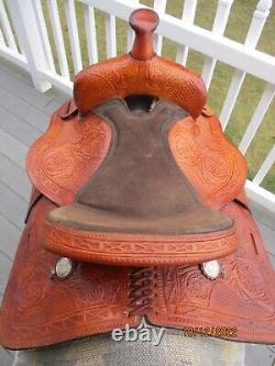 15'' Saddle King Of Texas Ozark Leather Co. Tooled Western Trail Saddle Sqh Bar